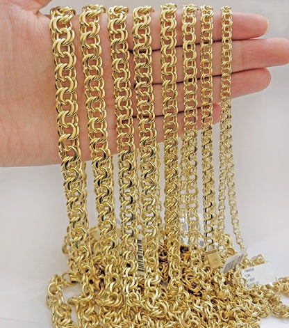 Real 10k Yellow Gold Chino Chain Solid Link Necklace 5mm - 11mm 22" - 26" Mens - Reva Jeweler