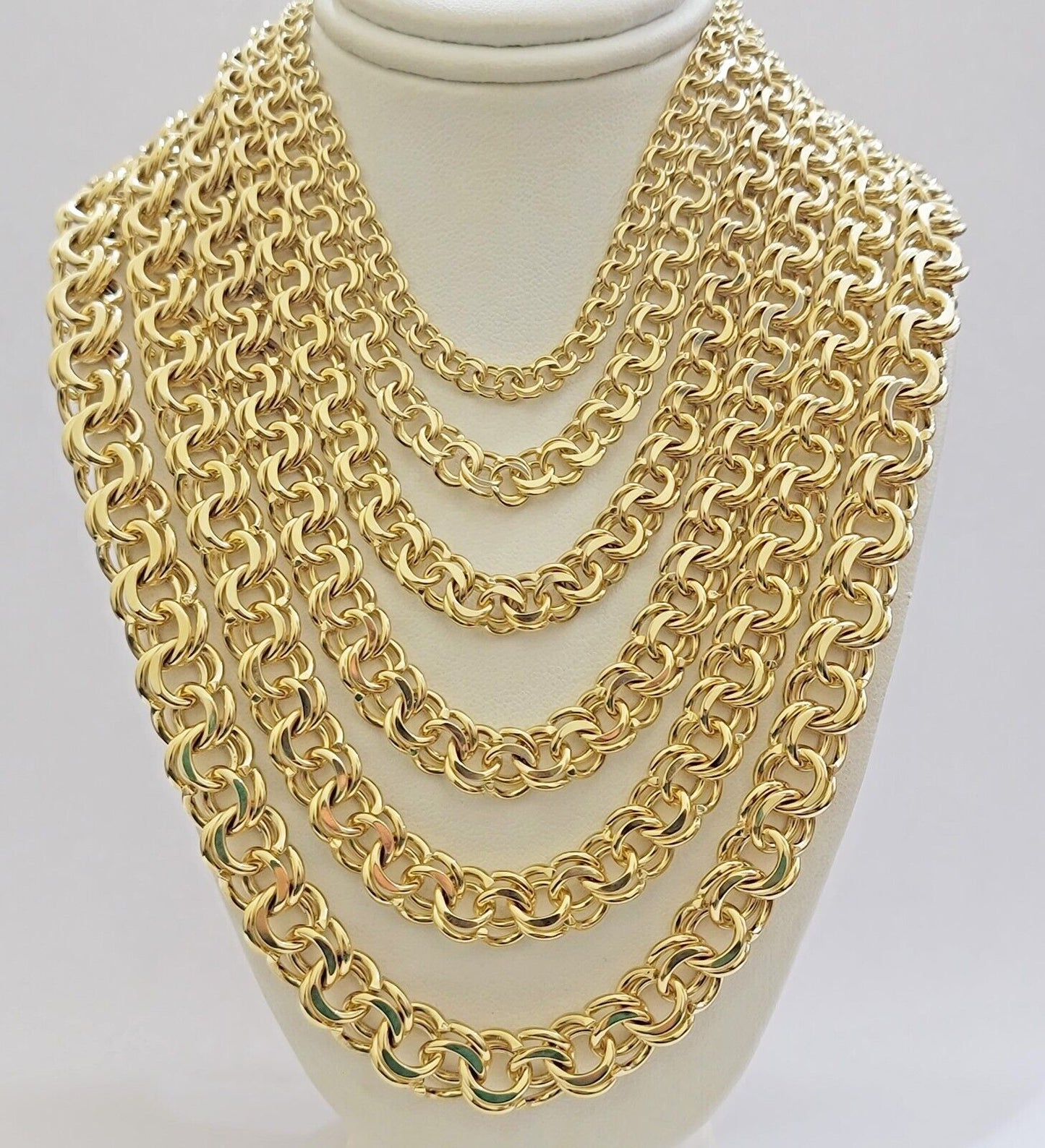Real 10k Yellow Gold Chino Chain Solid Link Necklace 5mm - 11mm 22" - 26" Mens - Reva Jeweler