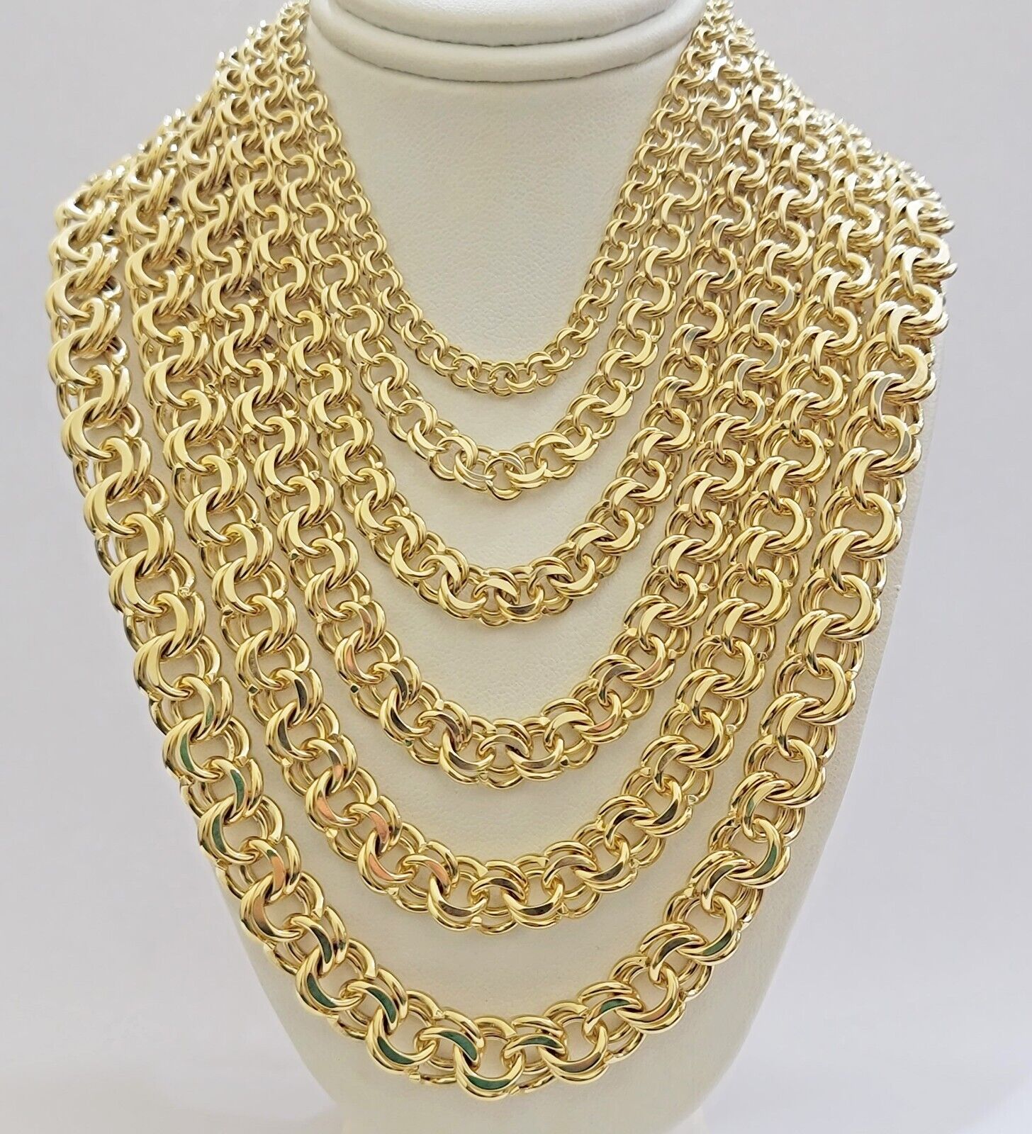 Real 10k Yellow Gold Chino Chain Solid Link Necklace 5mm - 11mm 22" - 26" Mens - Reva Jeweler