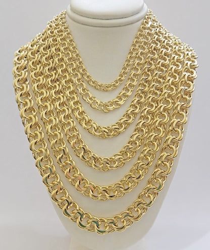 Real 10k Yellow Gold Chino Chain Solid Link Necklace 5mm - 11mm 22" - 26" Mens - Reva Jeweler