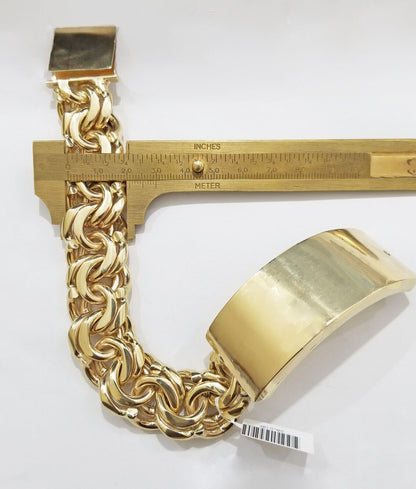 Real 10k Yellow Gold Chino ID Bracelet 22 mm 8.5 Inch For Men's 10kt Gold - Reva Jeweler