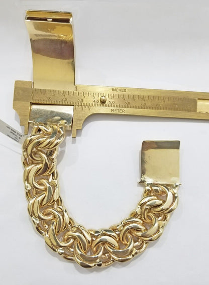 Real 10k Yellow Gold Chino ID Bracelet 22 mm 8.5 Inch For Men's 10kt Gold - Reva Jeweler