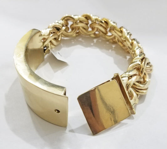 Real 10k Yellow Gold Chino ID Bracelet 22 mm 8.5 Inch For Men's 10kt Gold - Reva Jeweler