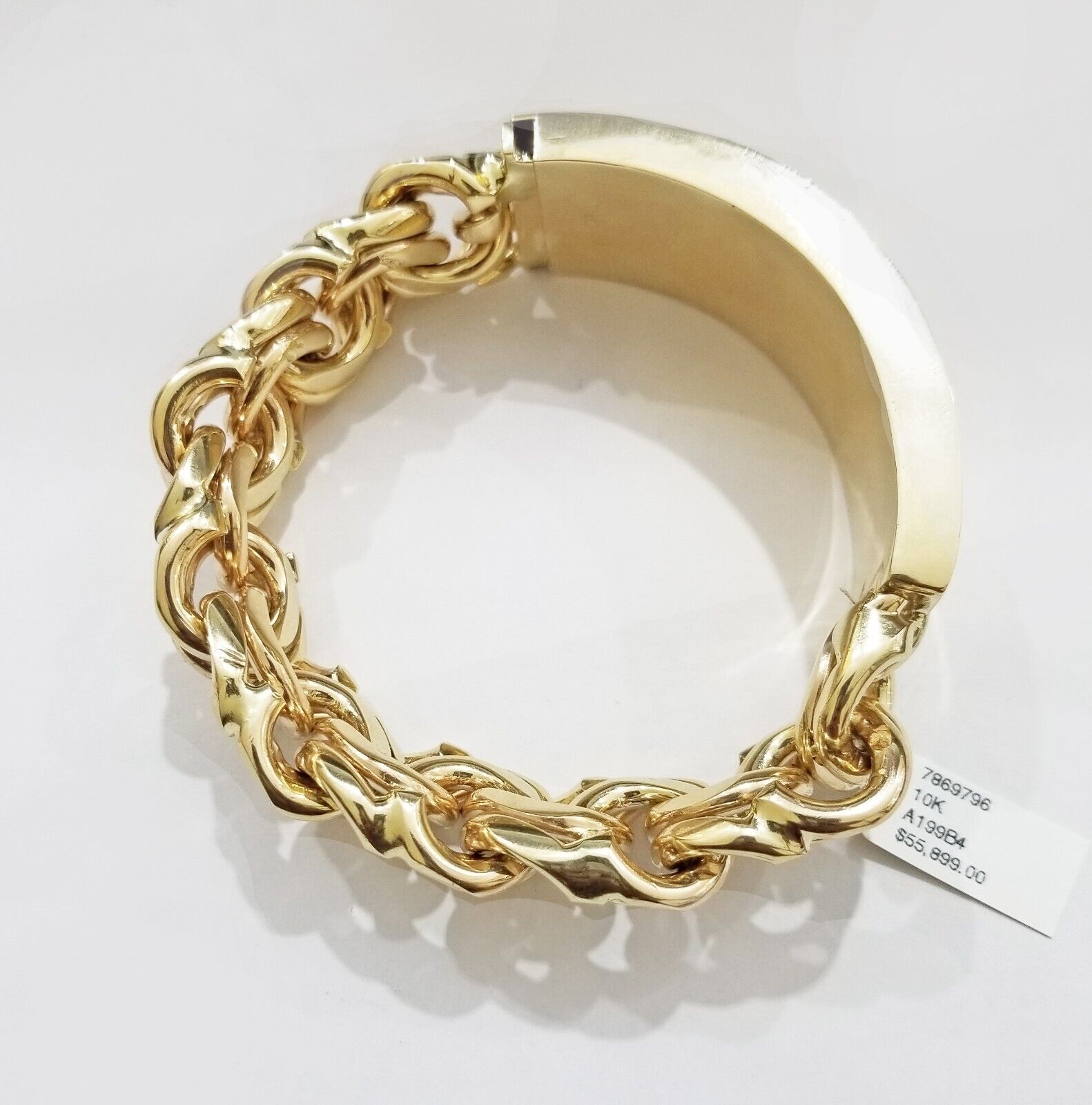 Real 10k Yellow Gold Chino ID Bracelet 22 mm 8.5 Inch For Men's 10kt Gold - Reva Jeweler