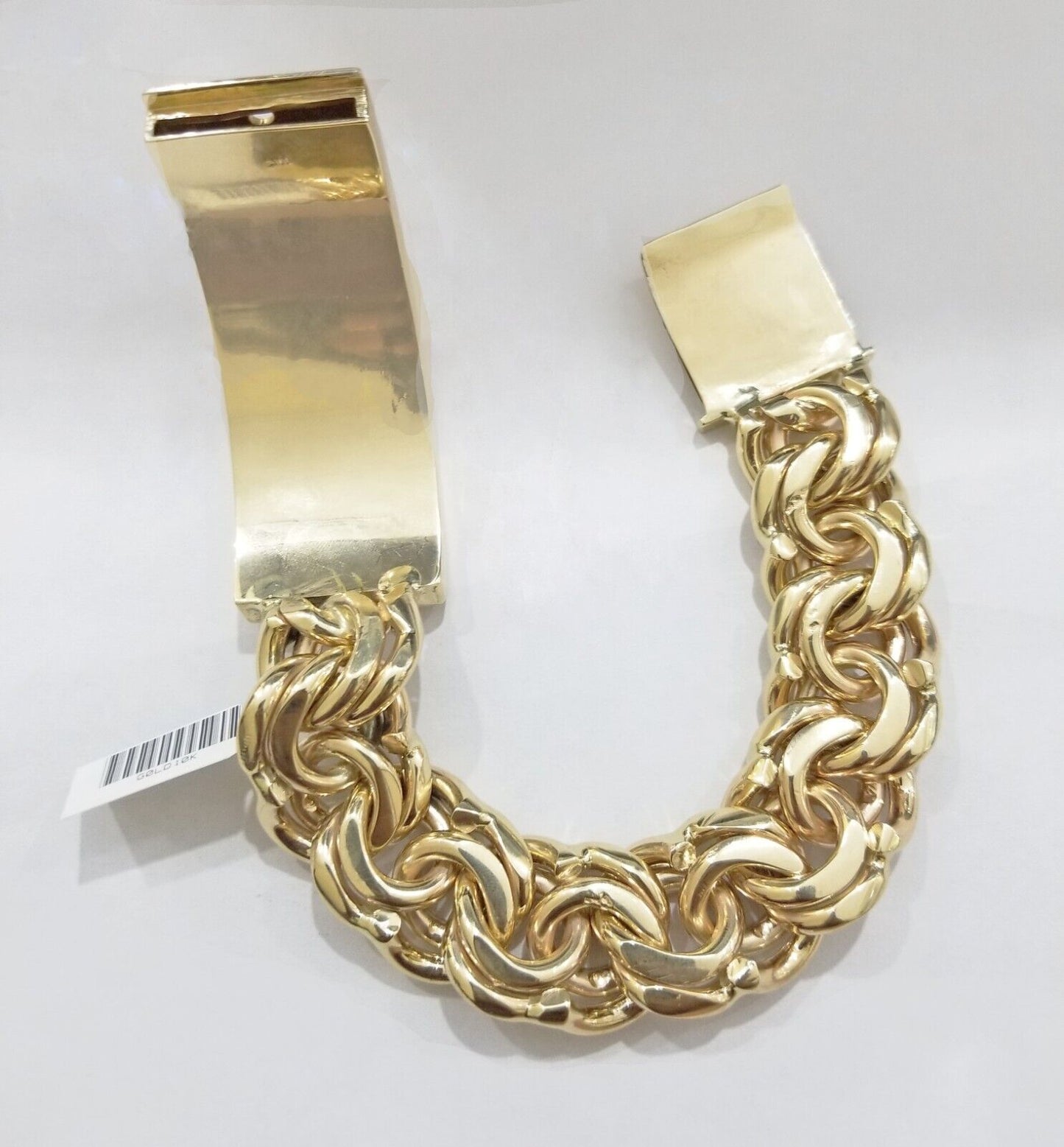 Real 10k Yellow Gold Chino ID Bracelet 22 mm 8.5 Inch For Men's 10kt Gold - Reva Jeweler