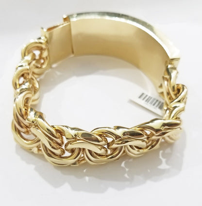 Real 10k Yellow Gold Chino ID Bracelet 22 mm 8.5 Inch For Men's 10kt Gold - Reva Jeweler