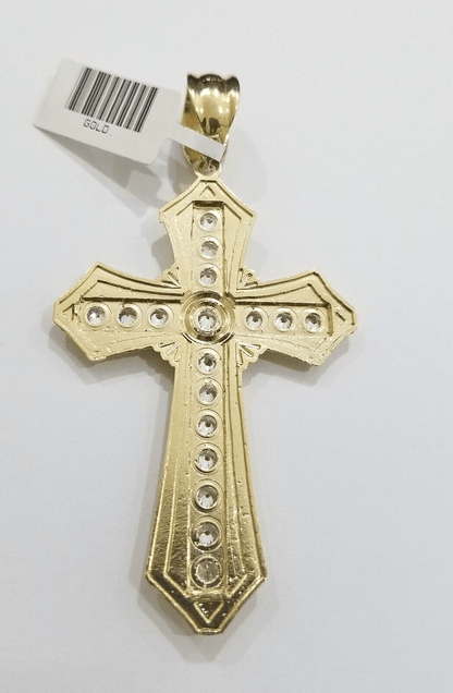 Real 10k Yellow Gold Cross Charm Pendant 2.5'' inch 10kt gold - GoldenlinQ