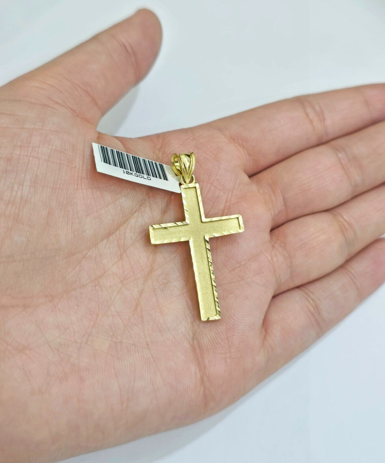 Real 10k Yellow Gold Cross Charm Pendant Men Women 1.75 Inch For Chain - Reva Jeweler