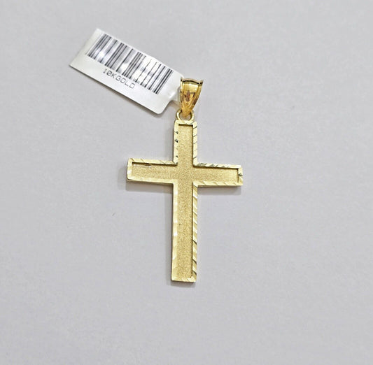 Real 10k Yellow Gold Cross Charm Pendant Men Women 1.75 Inch For Chain - Reva Jeweler