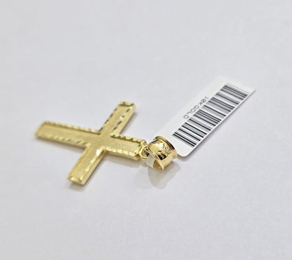 Real 10k Yellow Gold Cross Charm Pendant Men Women 1.75 Inch For Chain - Reva Jeweler