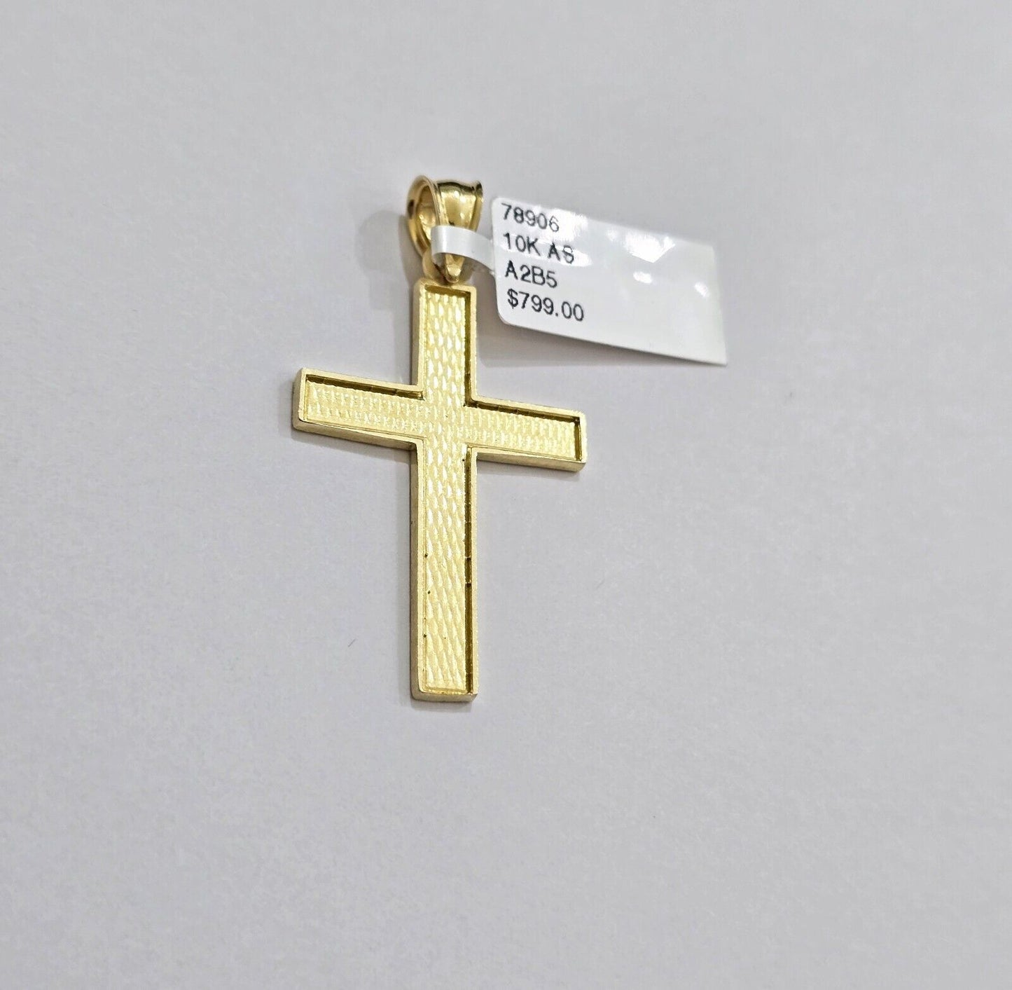 Real 10k Yellow Gold Cross Charm Pendant Men Women 1.75 Inch For Chain - Reva Jeweler