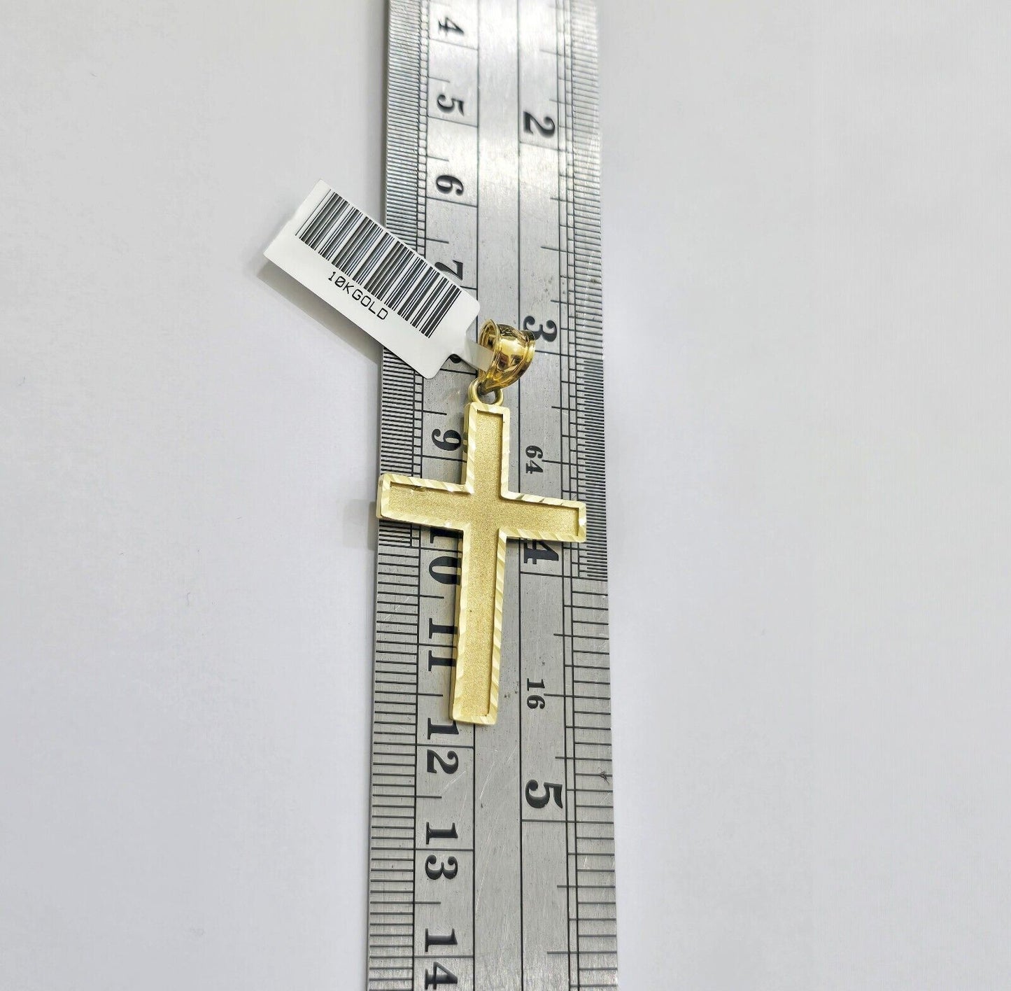 Real 10k Yellow Gold Cross Charm Pendant Men Women 1.75 Inch For Chain - Reva Jeweler