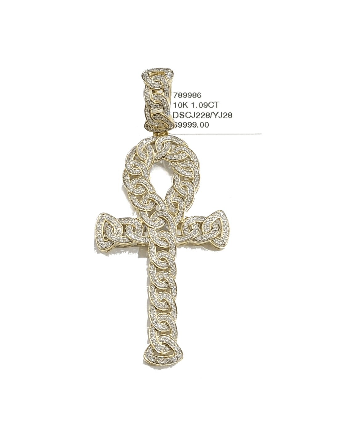 Real 10k Yellow Gold Cross Diamond Charm Pendant 2.5'' inches Genuine 10kt - Reva Jeweler
