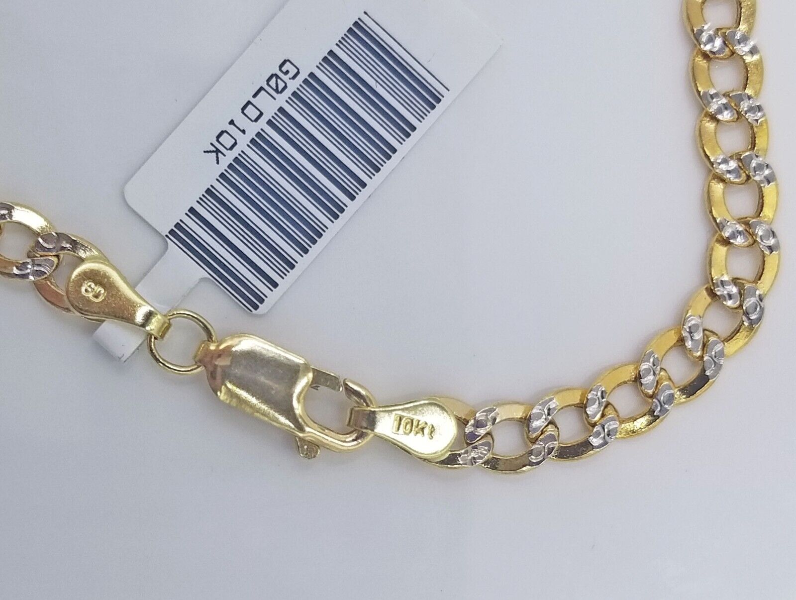 Real 10k Yellow Gold Cuban Curb link Bracelet 4mm 7" Inches Diamond Cut 10kt - Reva Jeweler