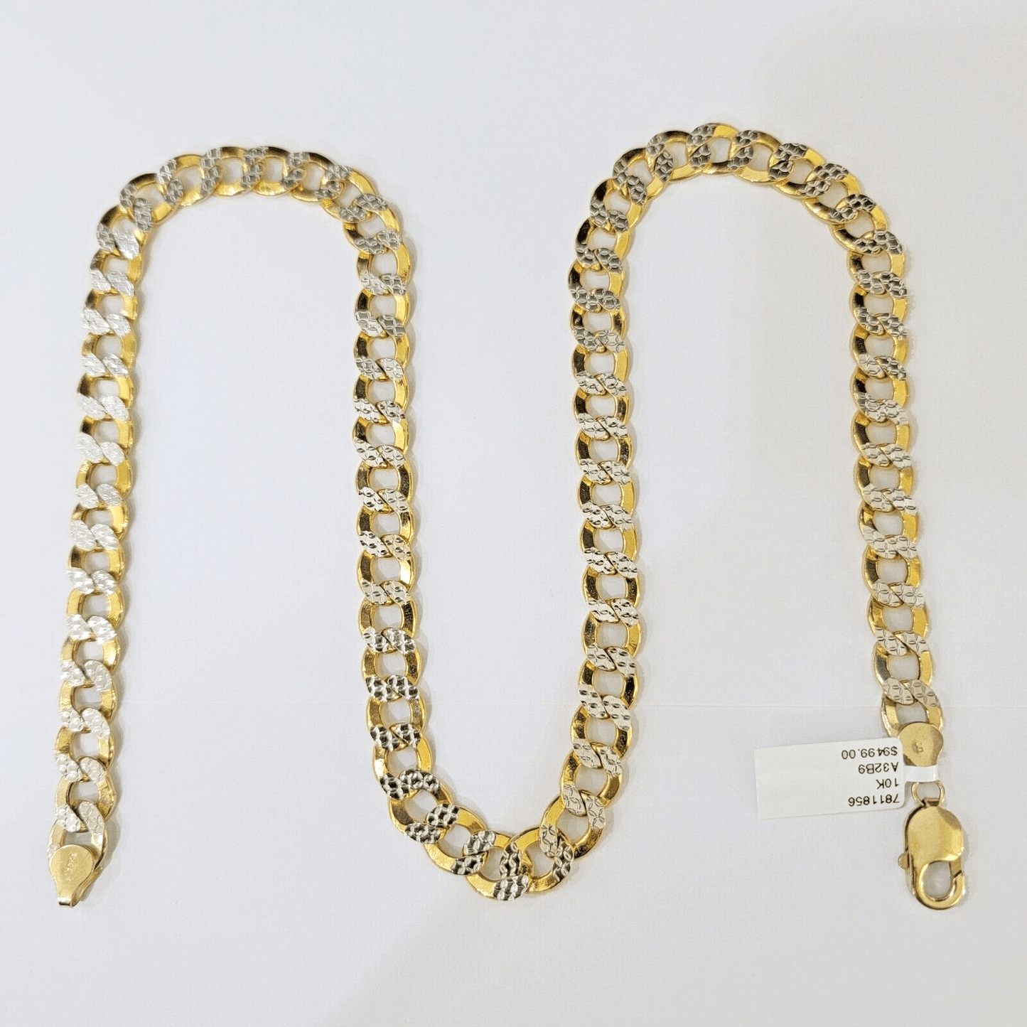 Real 10k Yellow Gold Cuban Curb Link Chain 10mm gold with diamond cuts - Reva Jeweler