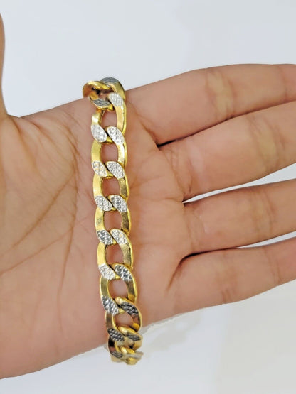 Real 10k Yellow Gold Cuban Curb Link Chain 10mm gold with diamond cuts - Reva Jeweler
