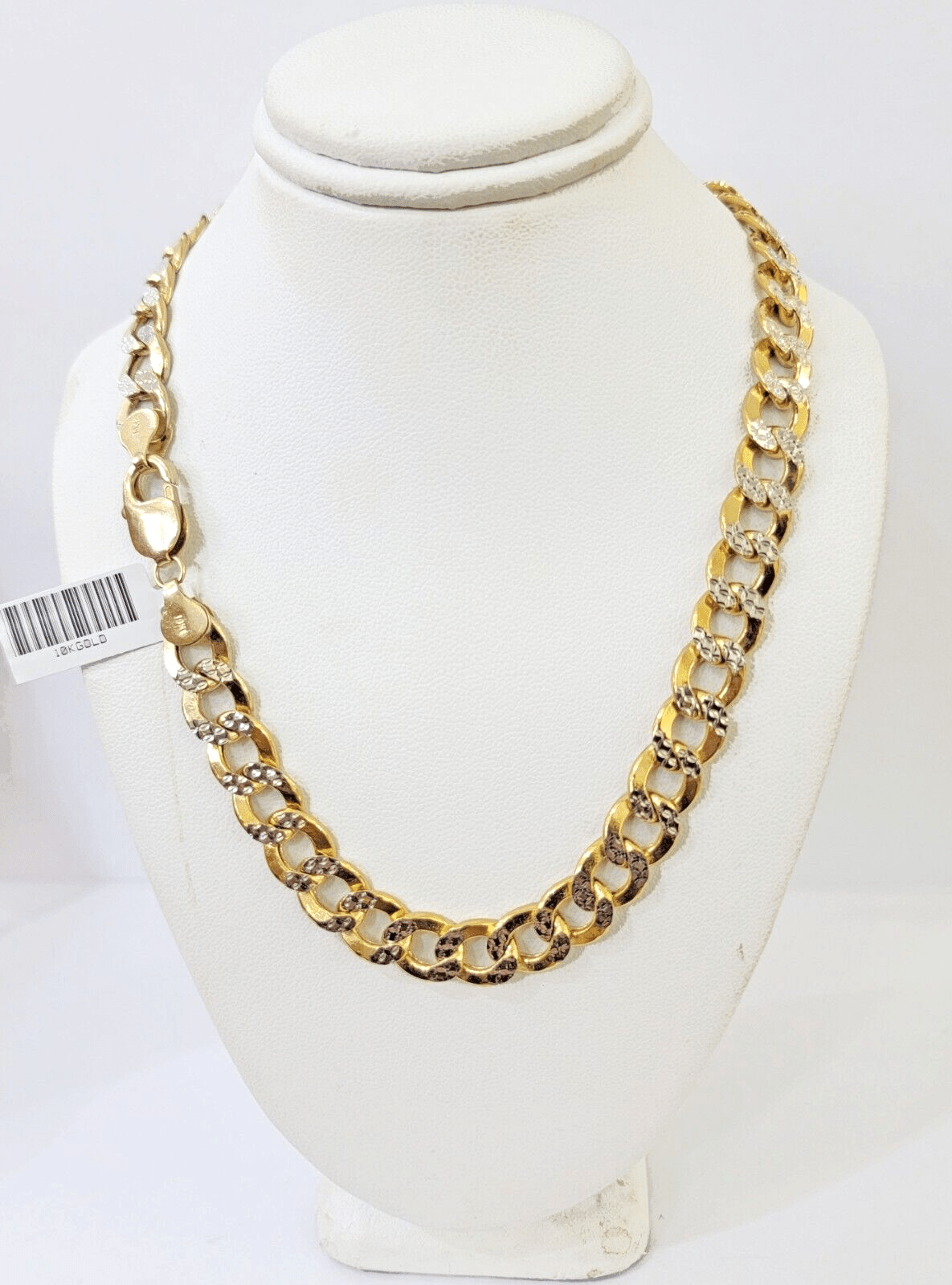 Real 10k Yellow Gold Cuban Curb Link Chain 10mm gold with diamond cuts - Reva Jeweler