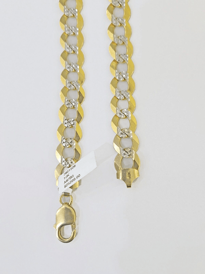 Real 10k Yellow Gold Cuban Curb Link Chain 12mm 28" Gold Diamond cut - Reva Jeweler