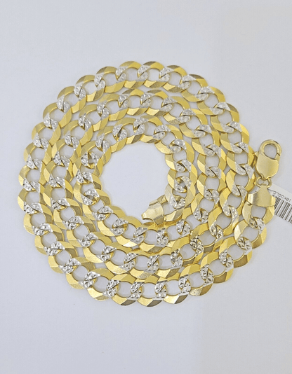 Real 10k Yellow Gold Cuban Curb Link Chain 12mm 28" Gold Diamond cut - Reva Jeweler