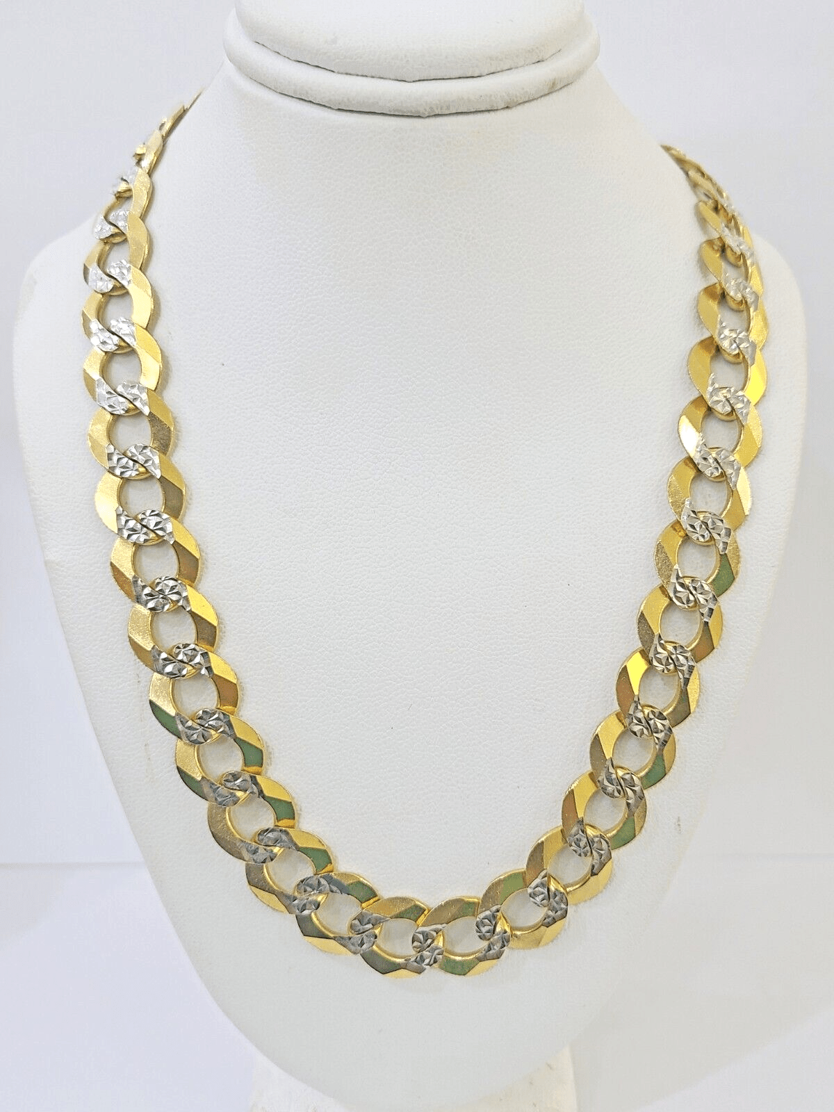 Real 10k Yellow Gold Cuban Curb Link Chain 12mm 28" Gold Diamond cut - Reva Jeweler