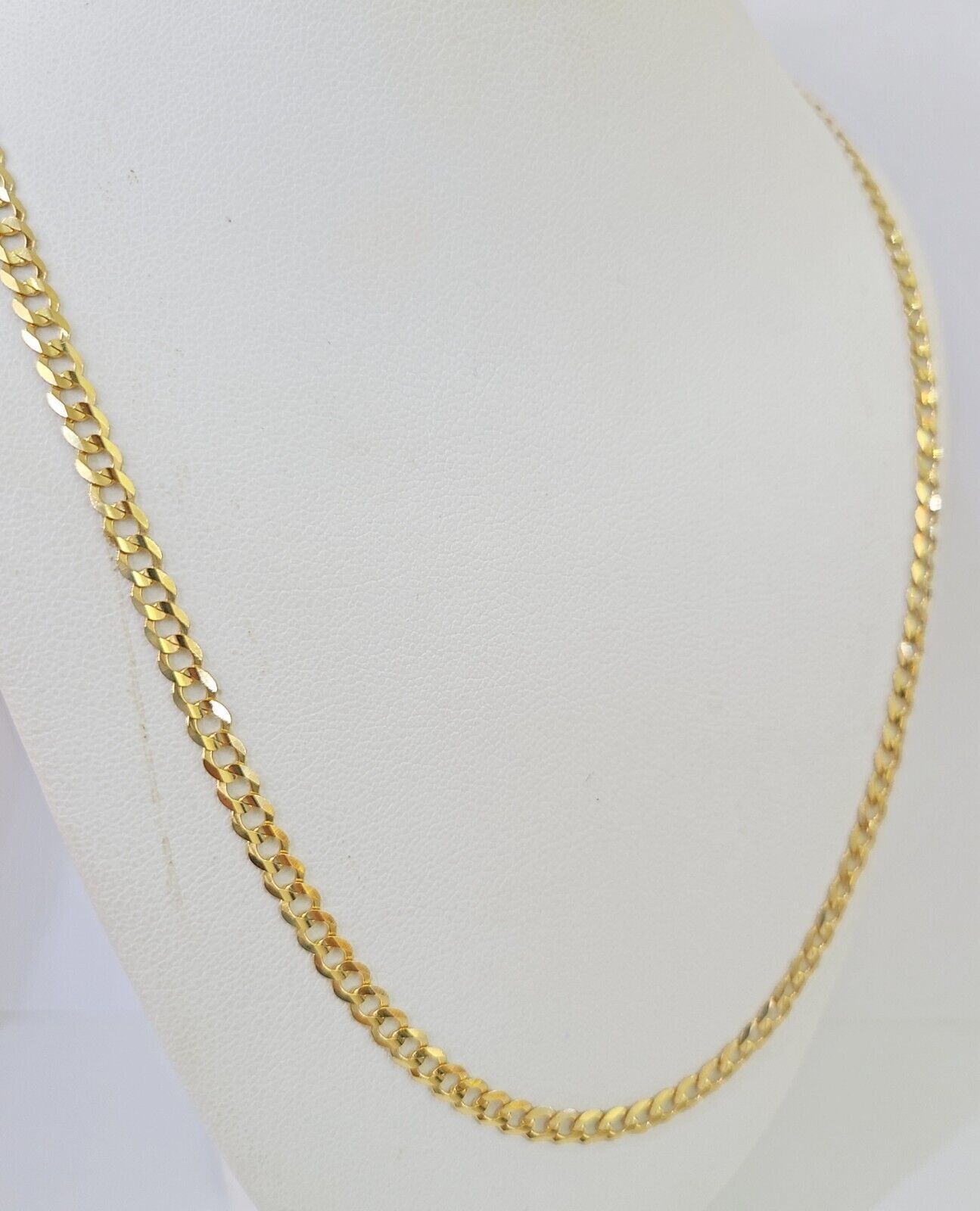 Real 10k Yellow Gold Cuban Curb Link chain 4mm 18 - 26Inch SOLID Necklace DISCOUNT - Reva Jeweler