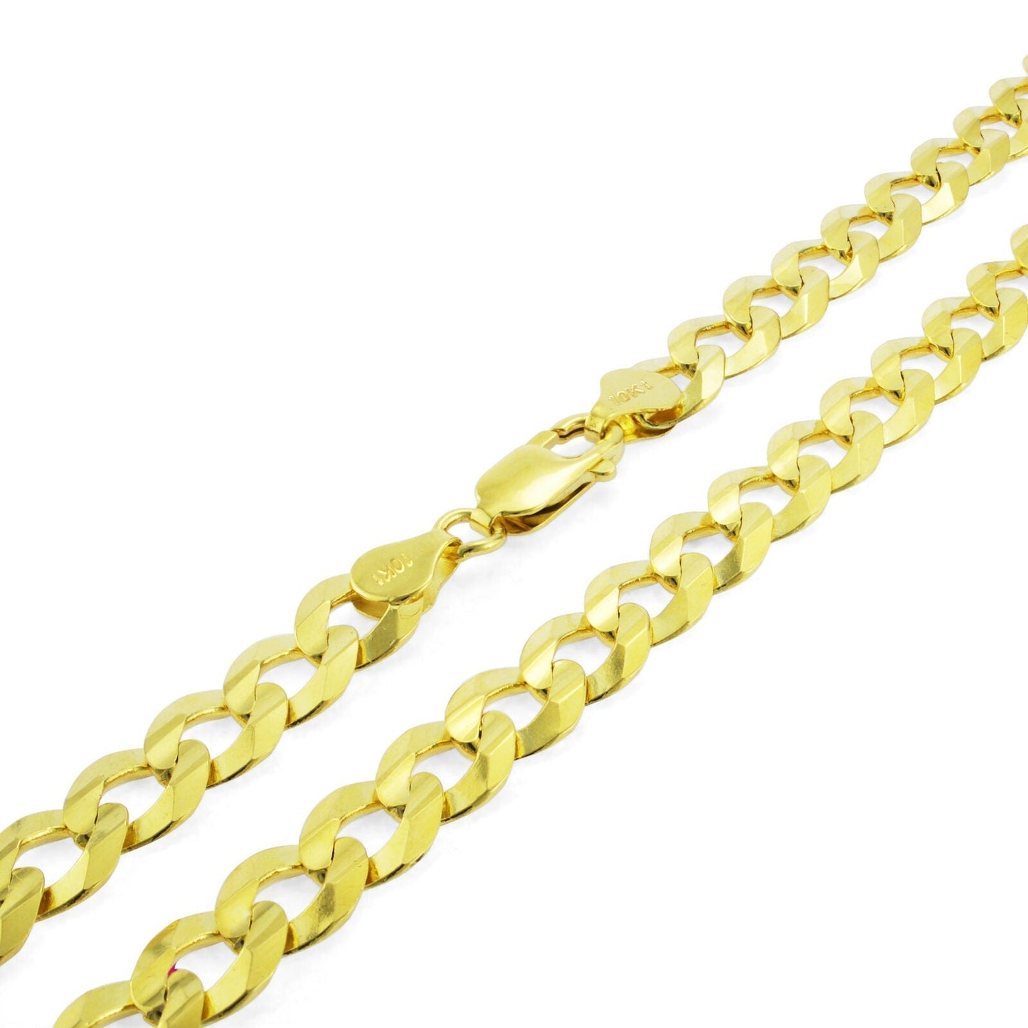 Real 10k Yellow Gold Cuban Curb Link Chain 8mm Necklace 20'' Lobster Lock 10kt - GoldenlinQ
