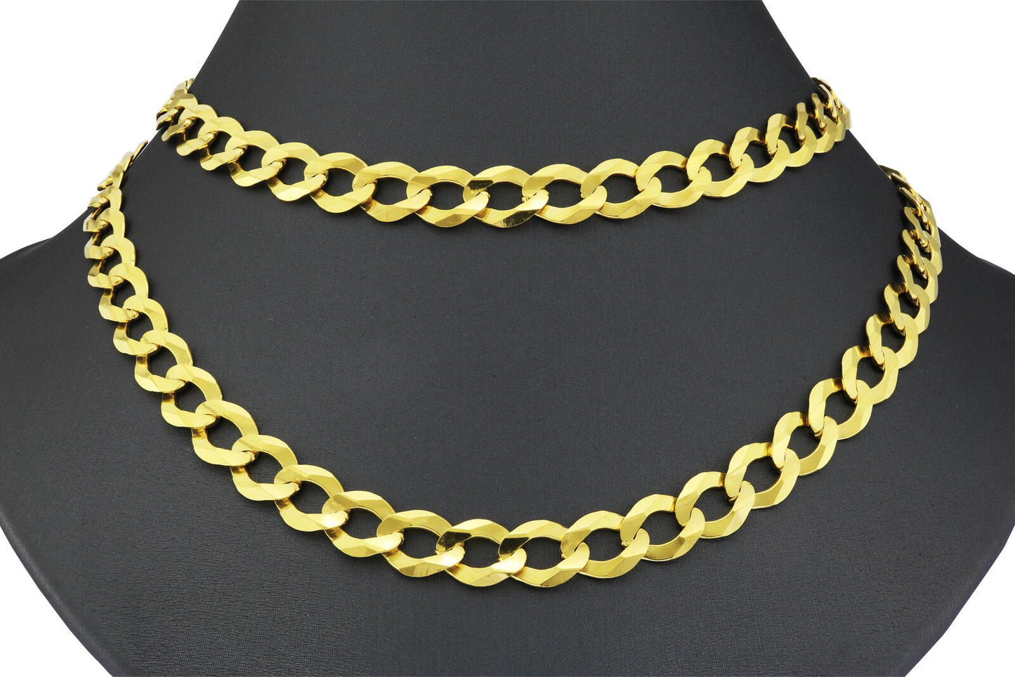 Real 10k Yellow Gold Cuban Curb Link Chain 8mm Necklace 20'' Lobster Lock 10kt - GoldenlinQ