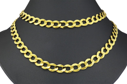 Real 10k Yellow Gold Cuban Curb Link Chain 8mm Necklace 20'' Lobster Lock 10kt - GoldenlinQ