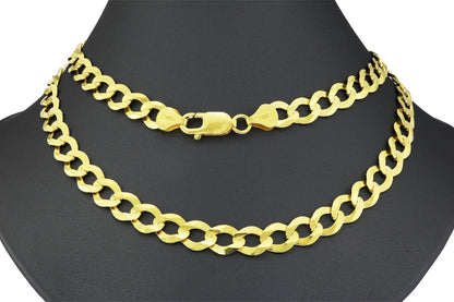 Real 10k Yellow Gold Cuban Curb Link Chain 8mm Necklace 24'' Lobster Lock 10kt - GoldenlinQ