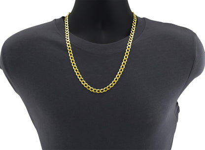 Real 10k Yellow Gold Cuban Curb Link Chain 8mm Necklace 26'' Lobster Lock 10kt - GoldenlinQ