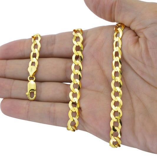 Real 10k Yellow Gold Cuban Curb Link Chain 8mm Necklace 28'' Lobster Lock 10kt - GoldenlinQ