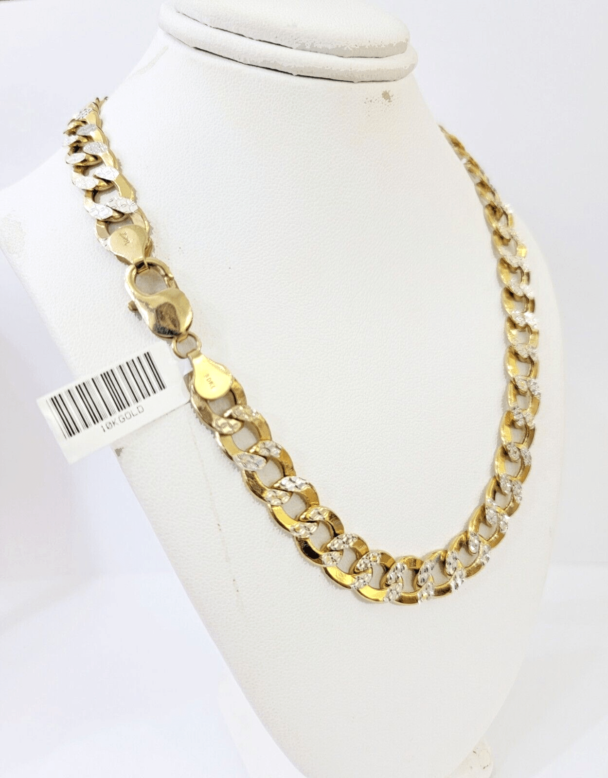 Real 10k Yellow Gold Cuban Curb Link Chain 9mm gold with diamond cuts - Reva Jeweler