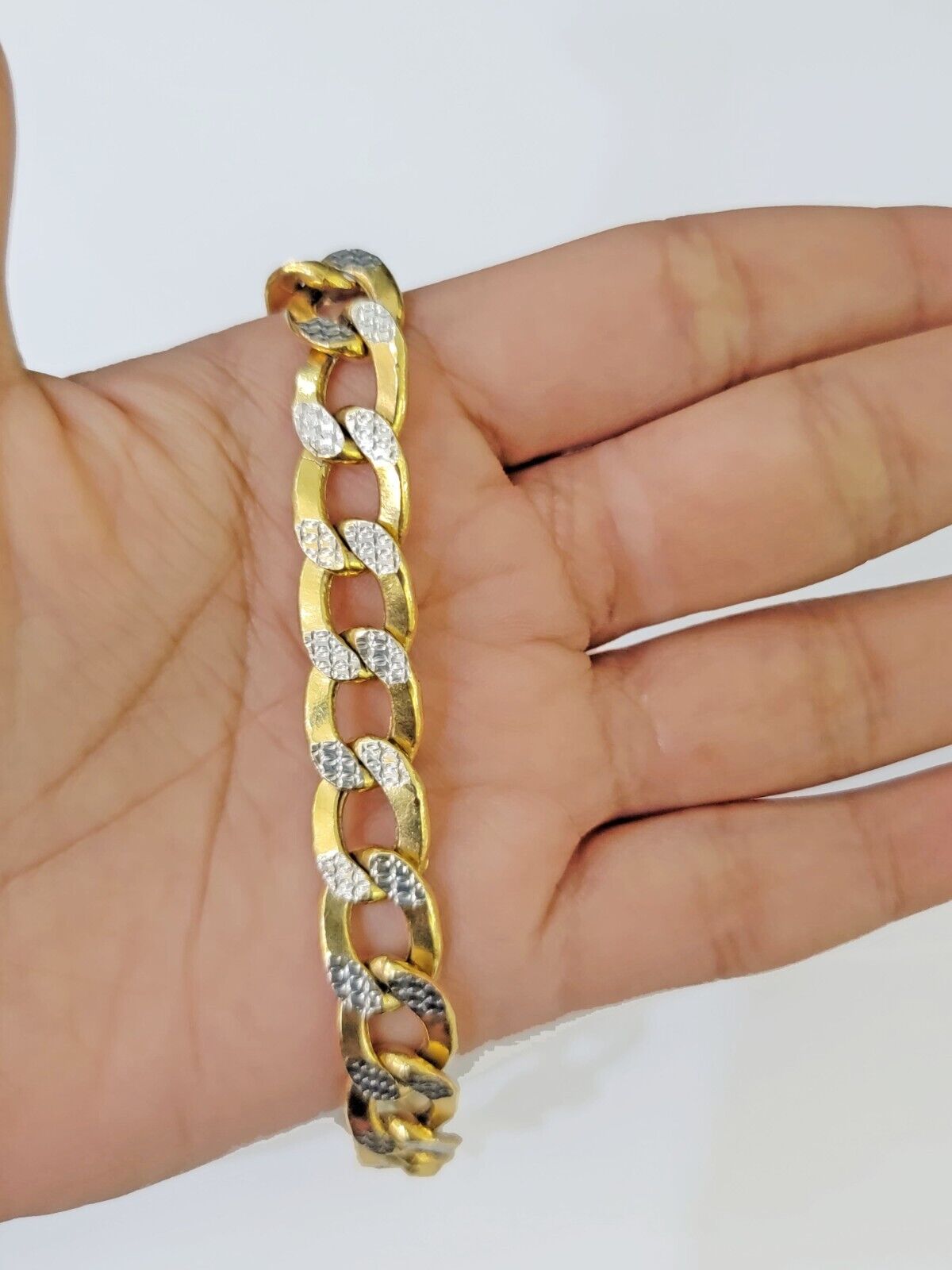 Real 10k Yellow Gold Cuban Curb Link Chain 9mm gold with diamond cuts - Reva Jeweler
