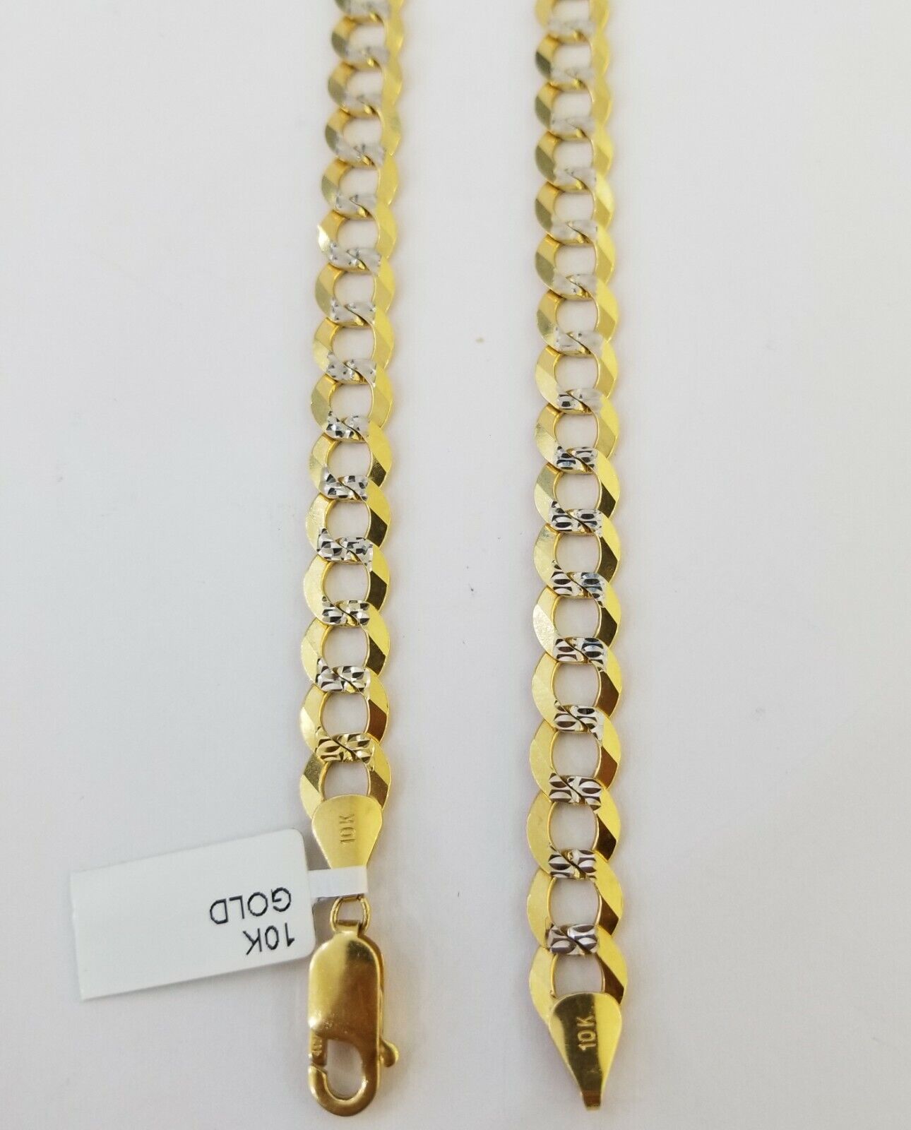 Real 10k Yellow Gold Cuban Curb Link Chain 9mm gold with diamond cuts - Reva Jeweler