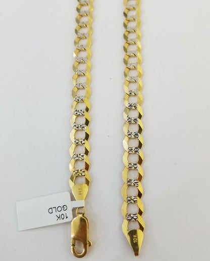 Real 10k Yellow Gold Cuban Curb Link Chain 9mm gold with diamond cuts - Reva Jeweler