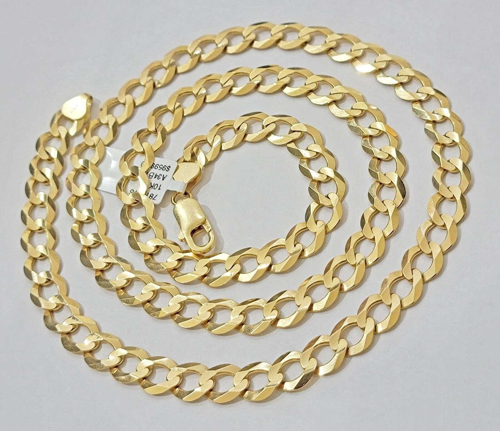 Real 10k Yellow Gold Cuban Curb Link Chain Necklace 10mm 20" - 30" 10kt SOLID - Reva Jeweler