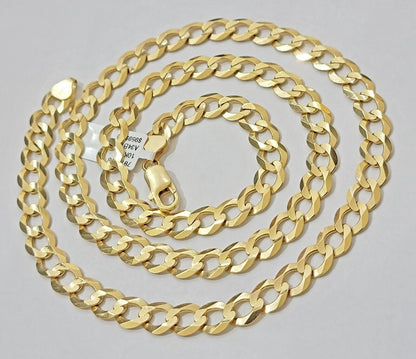 Real 10k Yellow Gold Cuban Curb Link Chain Necklace 10mm 20" - 30" 10kt SOLID - Reva Jeweler