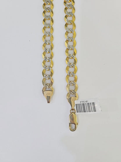 Real 10k Yellow Gold Cuban Curb Link Chain Solid 9mm 20" Gold Diamond cut - Reva Jeweler