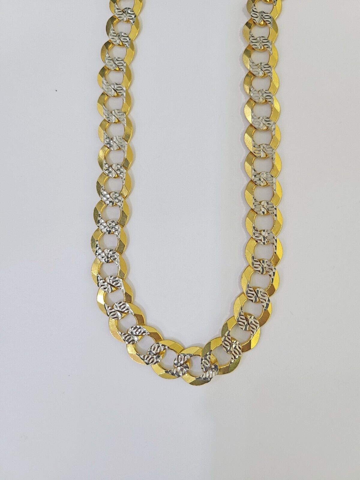 Real 10k Yellow Gold Cuban Curb Link Chain Solid 9mm 20" Gold Diamond cut - Reva Jeweler