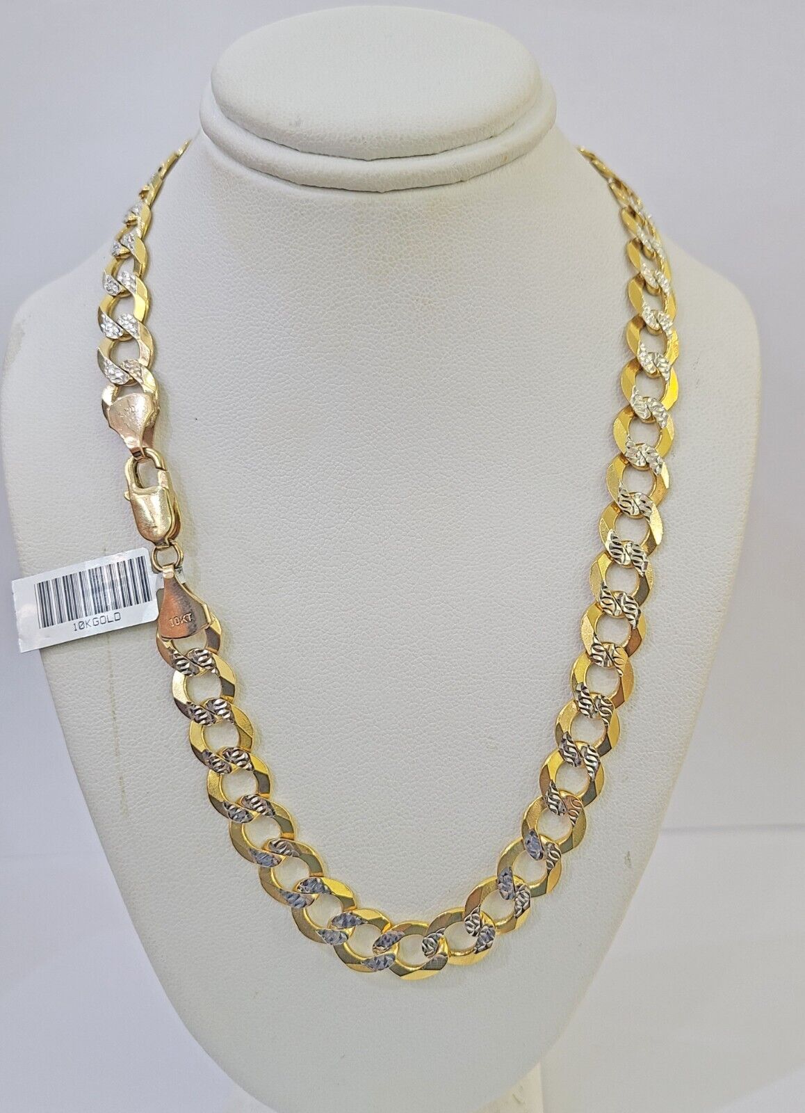 Real 10k Yellow Gold Cuban Curb Link Chain Solid 9mm 20" Gold Diamond cut - Reva Jeweler