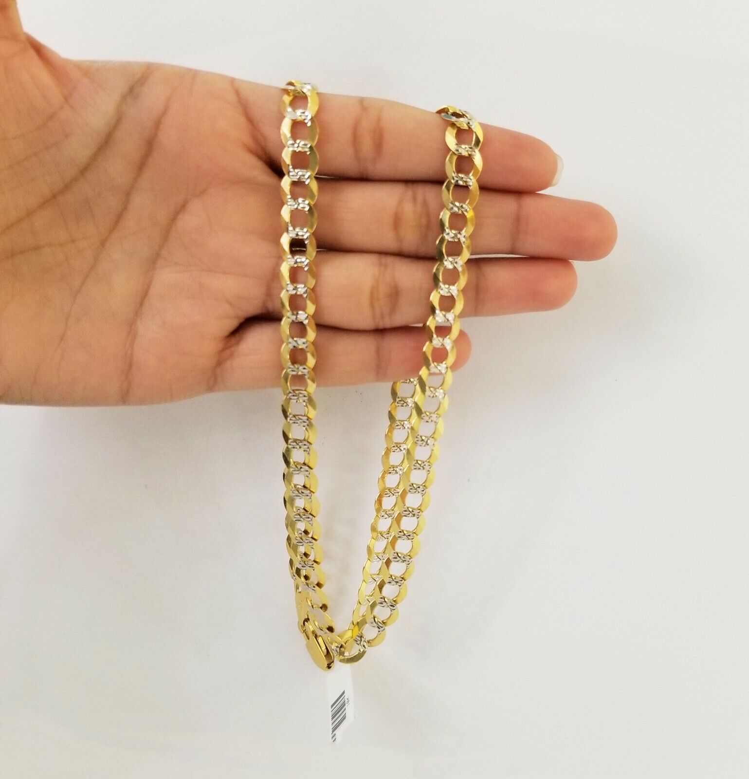 Real 10k Yellow Gold Cuban Curb Link Chain Solid 9mm 20" Gold Diamond cut - Reva Jeweler