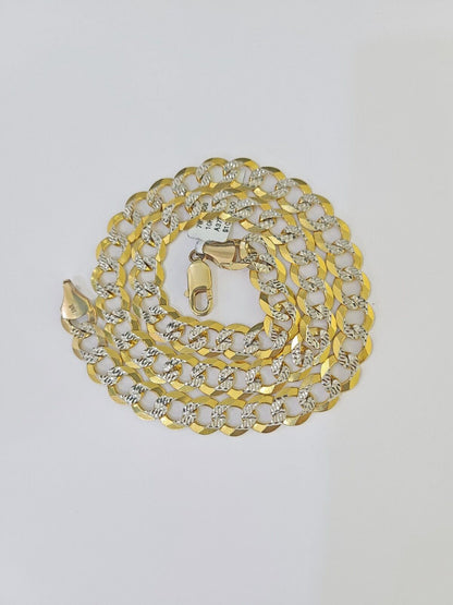 Real 10k Yellow Gold Cuban Curb Link Chain Solid 9mm 20" Gold Diamond cut - Reva Jeweler