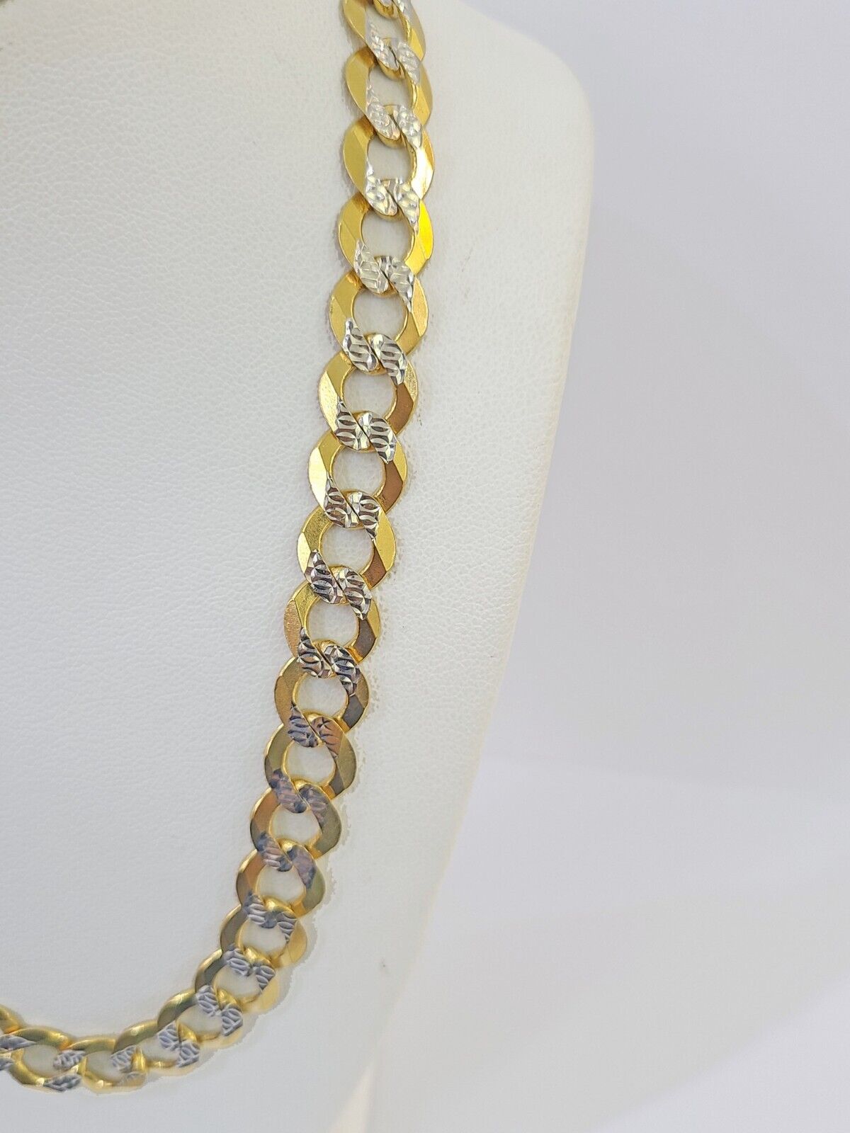 Real 10k Yellow Gold Cuban Curb Link Chain Solid 9mm 20" Gold Diamond cut - Reva Jeweler