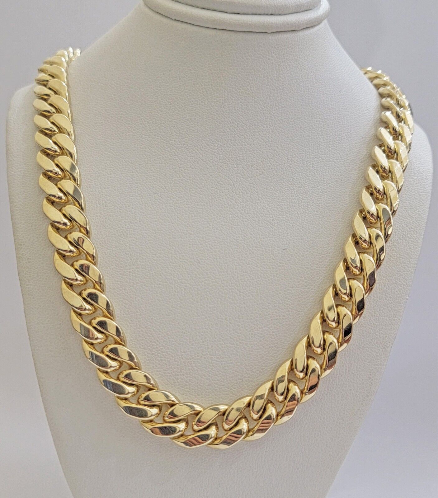 Real 10k Yellow Gold Cuban Link Solid Necklace 11mm 22" 10KT Christmas Deal - Reva Jeweler