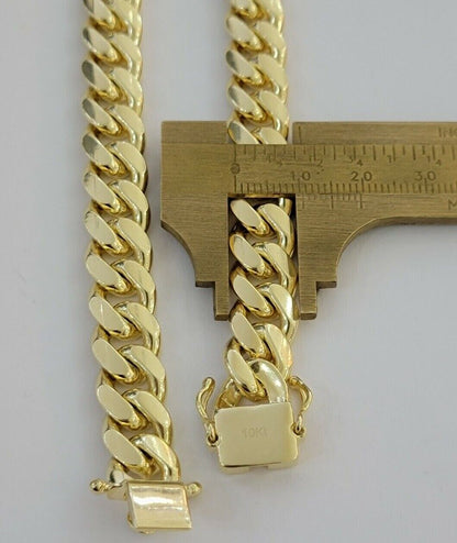 Real 10k Yellow Gold Cuban Link Solid Necklace 11mm 22" 10KT Christmas Deal - Reva Jeweler