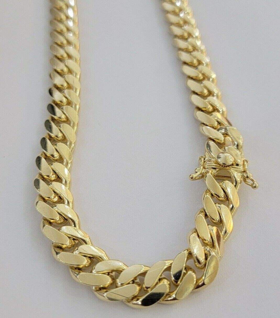 Real 10k Yellow Gold Cuban Link Solid Necklace 11mm 22" 10KT Christmas Deal - Reva Jeweler