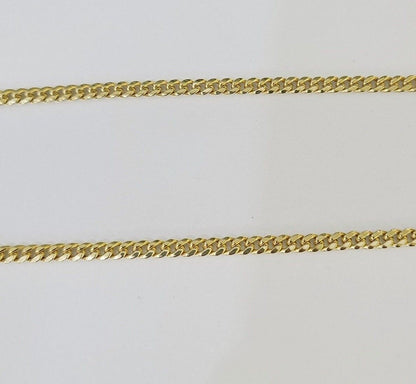 Real 10k Yellow Gold Diamond Charm Hamsa Hand Pendant& Cuban Link Chain Neckalce - Reva Jeweler