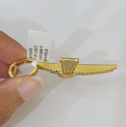 Real 10k Yellow Gold Diamond Cross Charm Men Women Pendant Genuine 2" - Reva Jeweler