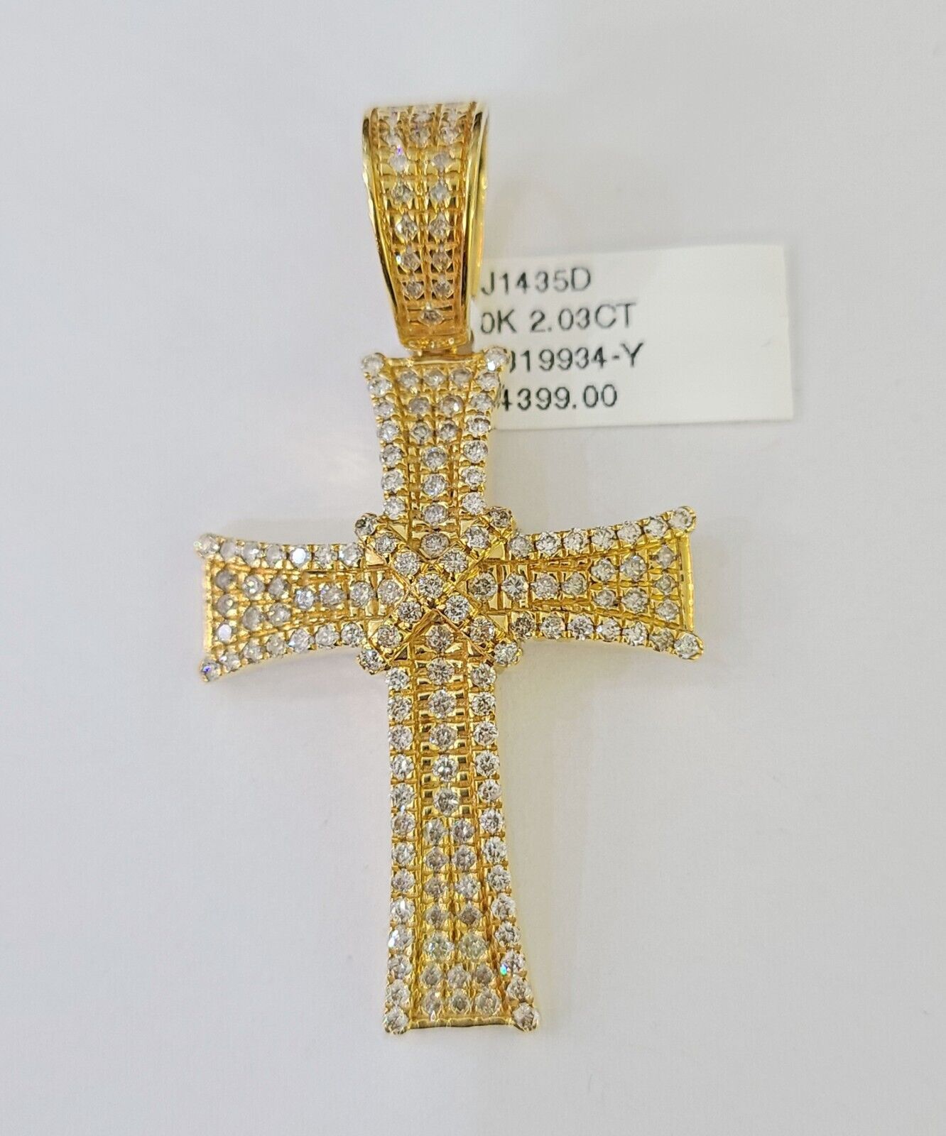 Real 10k Yellow Gold Diamond Cross Charm Men Women Pendant Genuine 2" - Reva Jeweler