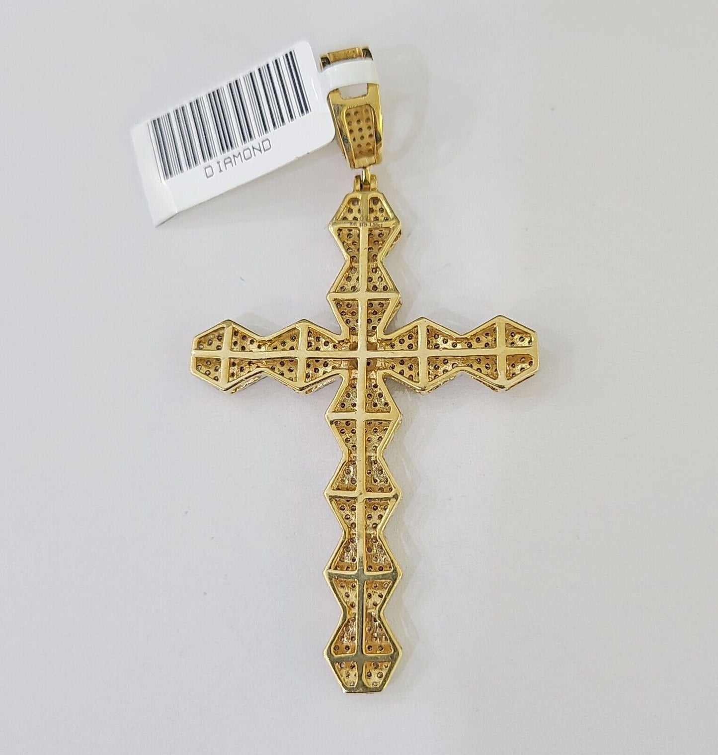 Real 10k Yellow Gold Diamond Cross Charm Men Women Pendant Genuine 2.5" - Reva Jeweler